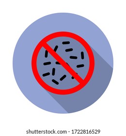 banned bacteria long shadow icon. Simple color vector of ban icons for ui and ux, website or mobile application