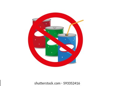 Banned Carbonated Cola or Energy Drink Products Editable Clip Art.