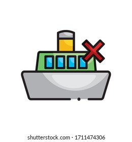 banned cruises symbol, wrong and cruise icon over white background, line color style, vector illustration