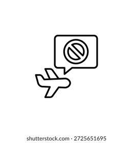 Banned Flight Notification Symbol Plane Outline Forbidden