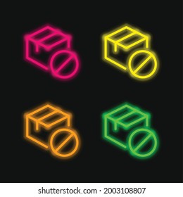 Banned four color glowing neon vector icon