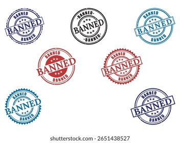 Banned Grunge Stamp Collection, Forbidden Restricted Content Badges
