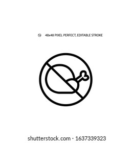 Banned hen, banned chicken simple line icon vector illustration.Editable stroke. 48x48 Pixel Perfect.