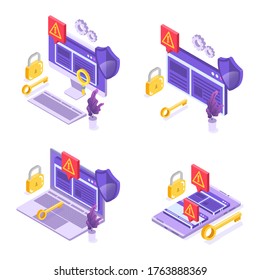 Banned Internet content, internet blocking concept. Ad blocking software. Vector illustration