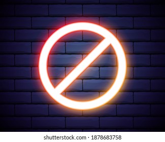 Banned Neon Vector. Banned neon sign, design template, modern trend design, night neon signboard, night bright advertising, light banner, light art. Vector illustration.