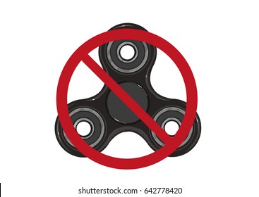Banned or Not Allowed to Use a Fidget Spinner concept. Editable Clip Art.