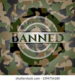 Banned on camouflaged pattern. Vector Illustration. Detailed.