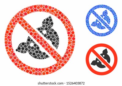 Banned pig composition for banned pig icon of filled circles in different sizes and color tones. Vector filled circles are organized into blue illustration.