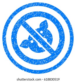 Banned Pig grainy textured icon inside circle for overlay watermark stamps. Flat symbol with dust texture. Circled vector blue rubber seal stamp with grunge design.