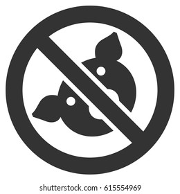 Banned Pig vector icon. Flat gray symbol. Pictogram is isolated on a white background. Designed for web and software interfaces.