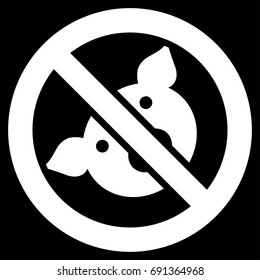 Banned Pig vector icon. Flat white symbol. Pictogram is isolated on a black background. Designed for web and software interfaces.