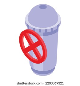 Banned plastic glass icon. Isometric of banned plastic glass vector icon for web design isolated on white background