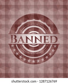 Banned red emblem with geometric pattern. Seamless.