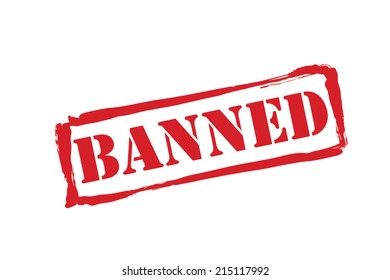 BANNED red rubber stamp vector over a white background.