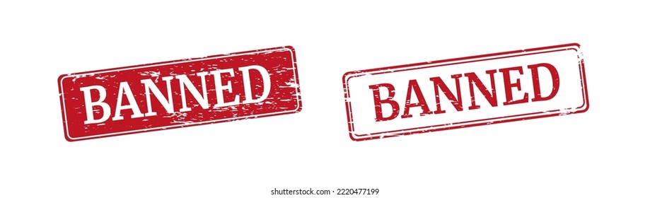 BANNED red rubber stamp vector over a white background.