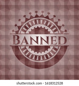 Banned red seamless geometric pattern emblem. Seamless.