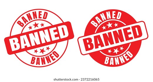 Banned rounded vector symbol set on white background
