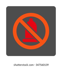 Banned Rubber vector icon. Style is flat rounded square silver button with red symbol, white background.