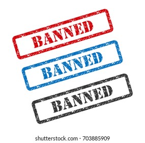 BANNED set rubber stamp isolated on backgroud.