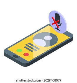 Banned Smartphone Icon Isometric Vector. User Blacklist. Unauthorized Device