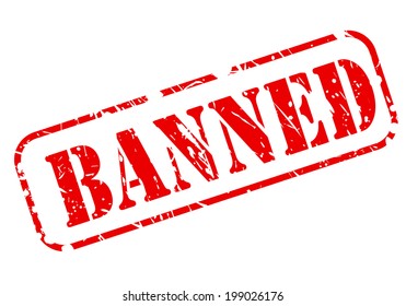 BANNED stamp with red text on white background