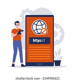 Banned website illustration concept. Illustration for websites, landing pages, mobile applications, posters and banners. Trendy flat vector illustration