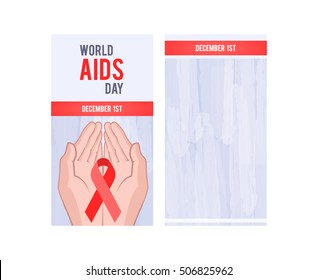 banner for 1 December World AIDS Day. Red Ribbon - symbol awareness pandemic AIDS / HIV. Design banner template. Vector illustration.