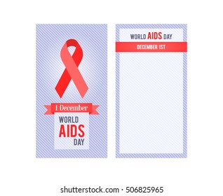 banner for 1 December World AIDS Day. Red Ribbon - symbol awareness pandemic AIDS / HIV. Design banner template. Vector illustration.