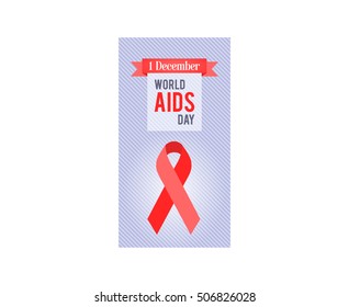 banner for 1 December World AIDS Day. Red Ribbon - symbol awareness pandemic AIDS / HIV. Design banner template. Vector illustration.