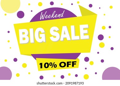 Banner 10% off big sale. 10% off promotion template design. Sale banner, for big sale special offer. For promotion, offers, discount and low price. EPS 10 vector illustration.