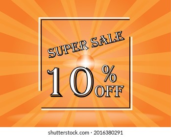 Banner 10% Rabatt auf Orange Superverkauf. Hintergrundorange mit weißem Text