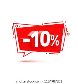 Banner 10 off with share discount percentage. Vector illustration