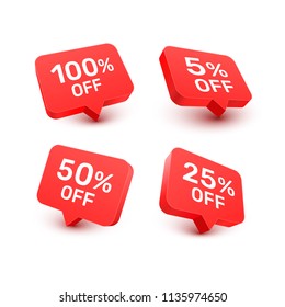 Banner 100 5 50 25 off with share discount percentage. Vector illustration