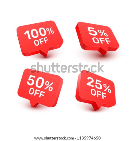 Banner 100 5 50 25 off with share discount percentage. Vector illustration