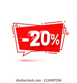 Banner 20 off with share discount percentage. Vector illustration