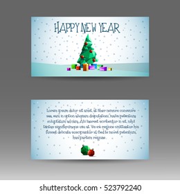 Banner 2017 with polygonal Christmas tree