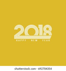 Banner 2018 Happy New Year typography design element with monogram text on yellow background. Winter greeting poster mockup.
