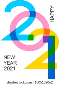 Banner für 2021 Neujahr mit halbtransparenten Zahlen.Gerne Feiertage für Ihre saisonalen Flyer, Grüße und Einladungen, Gratulationen und Karten. Concept Poster. Vektorgrafik.