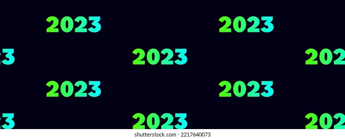 Banner with 2023 gradient text, 16x9 minimalist vector, seamless pattern