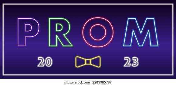 Banner for 2023 Prom Night with glowing neon lights