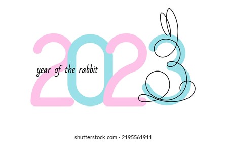 Banner 2023 year of the rabbit on a white background 