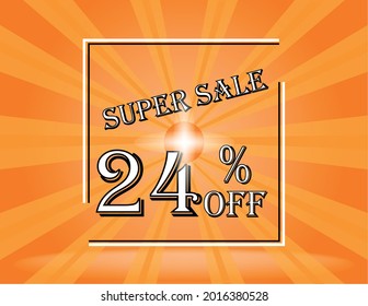 Banner 24% Rabatt auf Orange Superverkauf. Hintergrundorange mit weißem Text