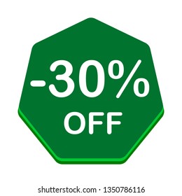 Banner 30 off with share discount percentage. Vector illustration