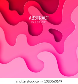 Banner with 3D abstract paper cut waves and background with the most popular color Plastic Pink. Vector design layout for business presentations, flyers, posters and invitations