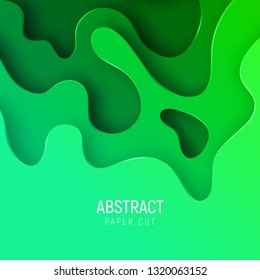 Banner with 3D abstract paper cut waves and background with the most popular color UFO Green. Vector design layout for business presentations, flyers, posters and invitations