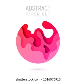 Banner with 3D circle abstract paper cut waves and background with the most popular color Plastic Pink. Vector design layout for business presentations, flyers, posters and invitations