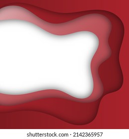 Banner with 3D paper cut design red color. vector abstract background. layout blank use for text message presentations. Red color wallpaper.