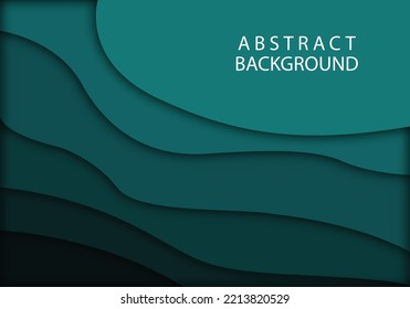Banner with 3D paper cut design wave green color. Abstract background. layout blank use for text message presentations. green tone color wallpaper.
