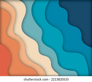 Banner with 3D paper cut design wave colorful. Abstract background. layout blank use for text message presentations. green tone color wallpaper.