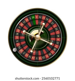 banner 3d realistic roulette game isolated on black background with empty place for text. blank poster template with ball at zero to